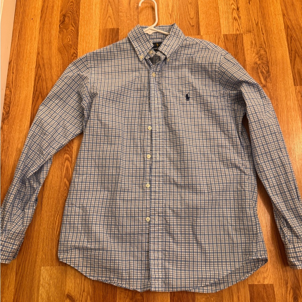 Polo by Ralph Lauren Blue and White Checkered Casual Button Down Shirt